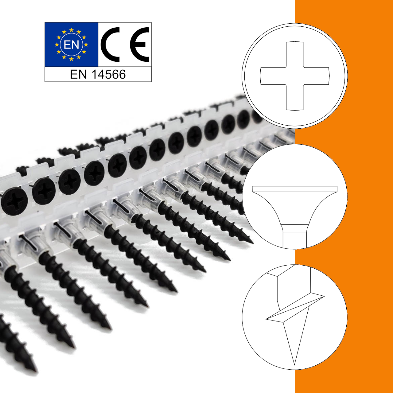 Schnellbauschrauben | phosphatiert | Grobgewinde | PH2 | magaziniert Langband | 3,9x35 | 500 Stk Schnellbauschrauben | phosphatiert | Grobgewinde | PH2 | magaziniert Langband | 3,9x35 | 500 Stk