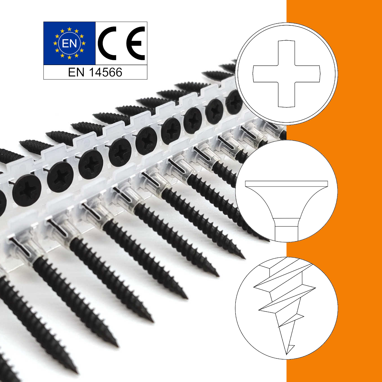 Schnellbauschrauben | phosphatiert | Feingewinde | PH2 | magaziniert Langband | 3,5x35 | 1.000 Stk Schnellbauschrauben | phosphatiert | Feingewinde | PH2 | magaziniert Langband | 3,5x35 | 1.000 Stk