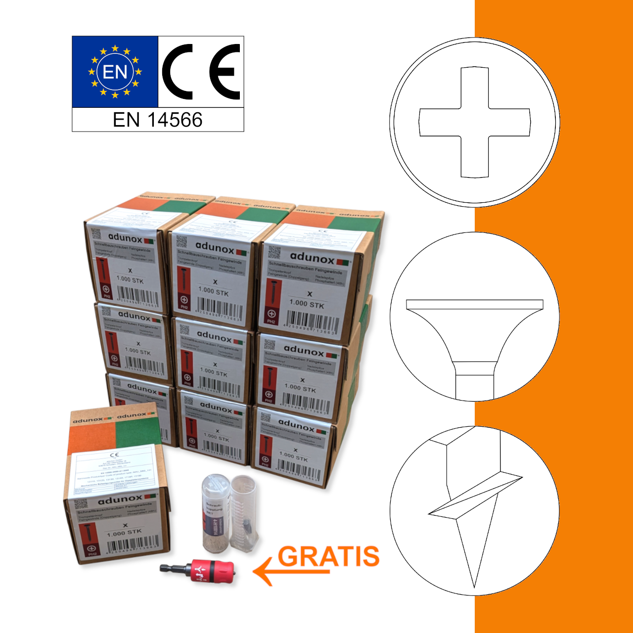 SPARPAKET | 10 x 1.000 Stk lose Schnellbauschrauben | Grobgewinde | 3,9x35 | + GRATIS 1 x Schraubkupplung SKT