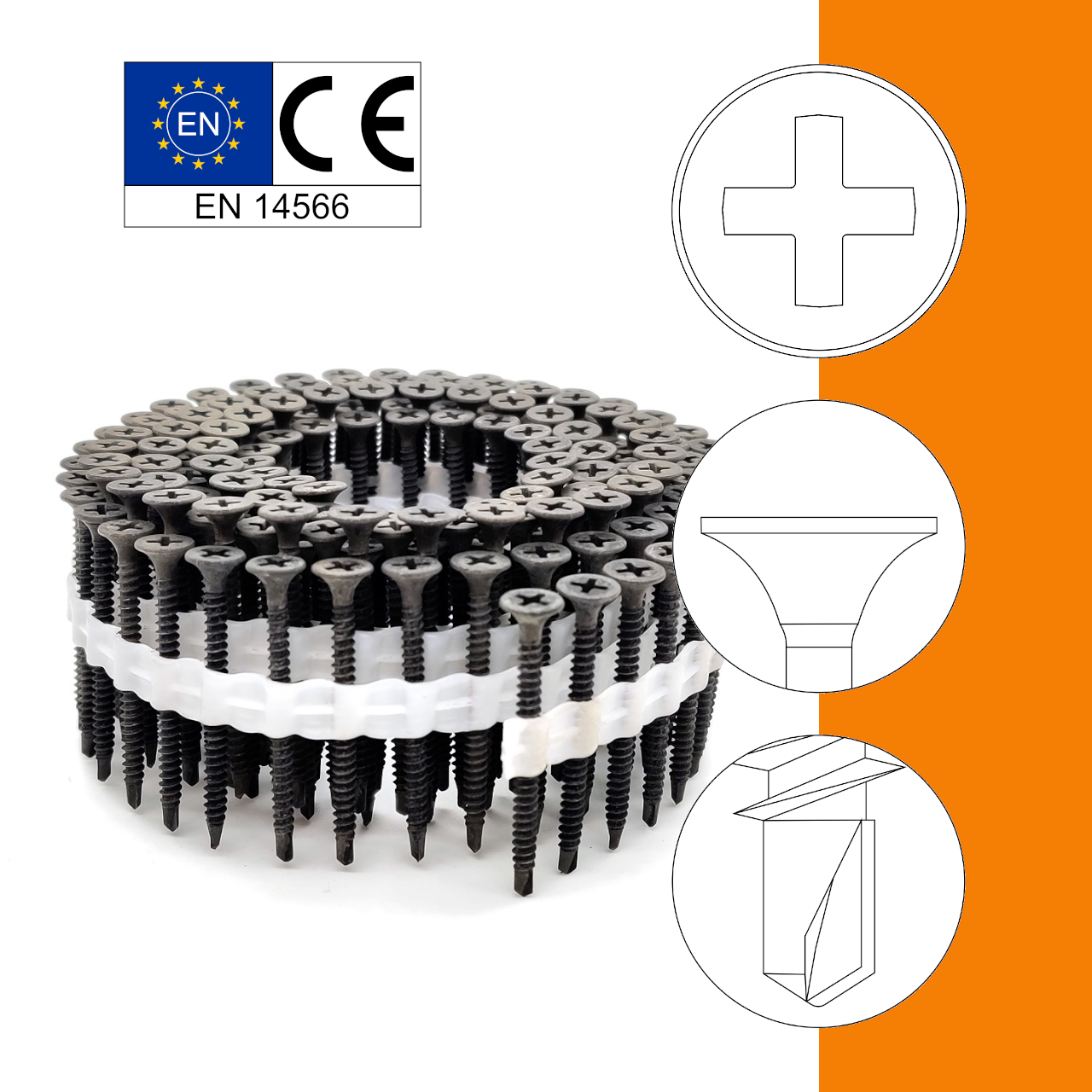 Schnellbauschrauben | phosphatiert | Bohrspitze | Coil