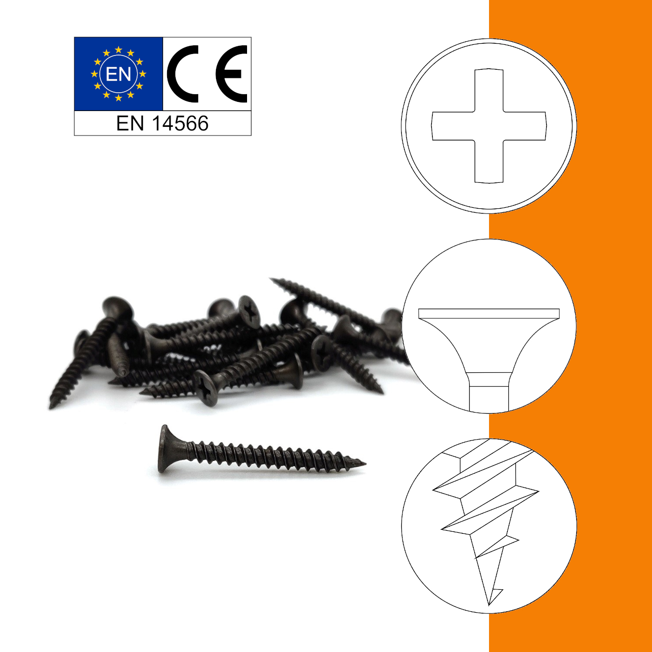 Schnellbauschrauben | phosphatiert | Feingewinde | PH2 Schnellbauschrauben | phosphatiert | Feingewinde | PH2