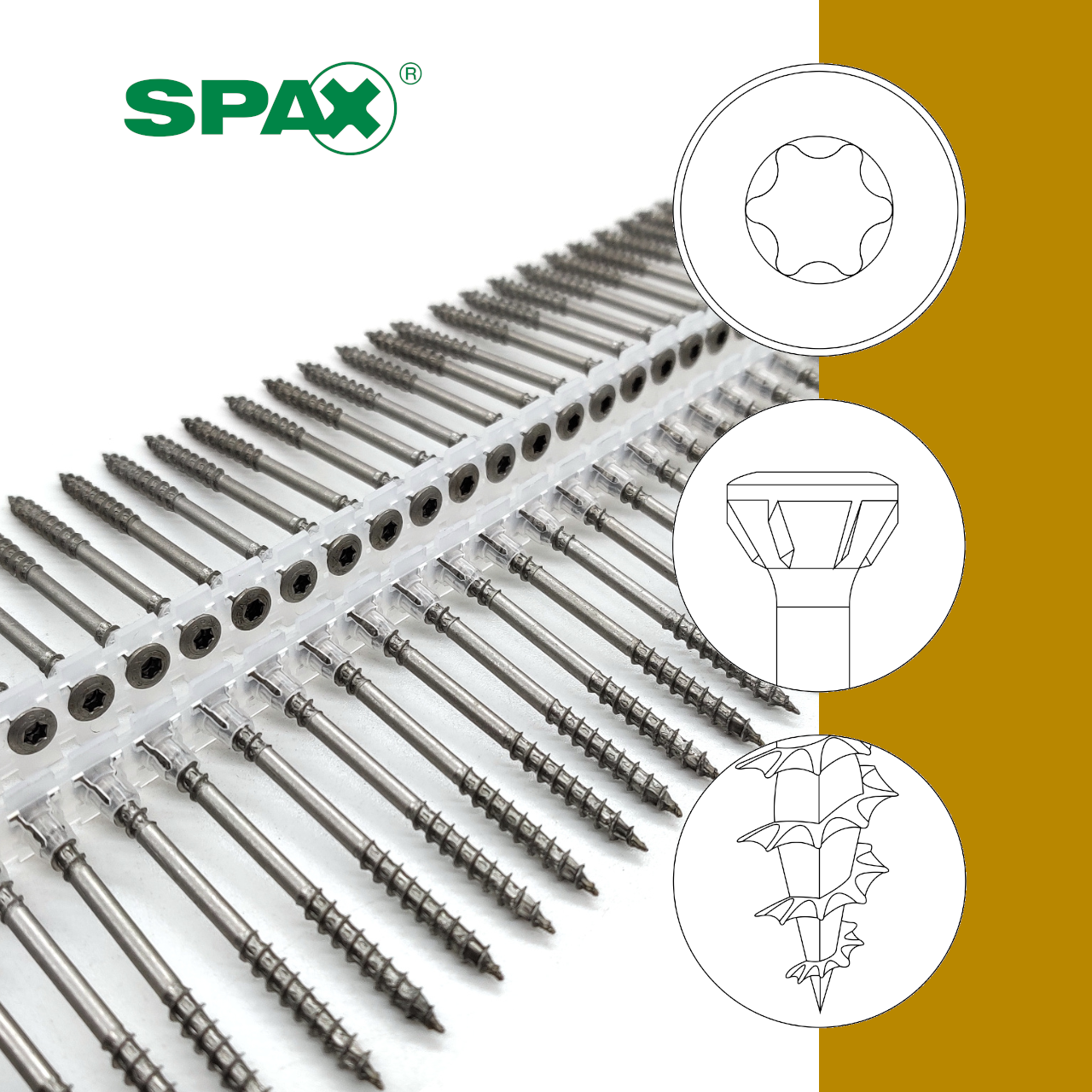 SPAX® Fassadenschrauben | Rostfrei A2 | TX20 | ETA | Langband | 4,5x70 | 500 Stk