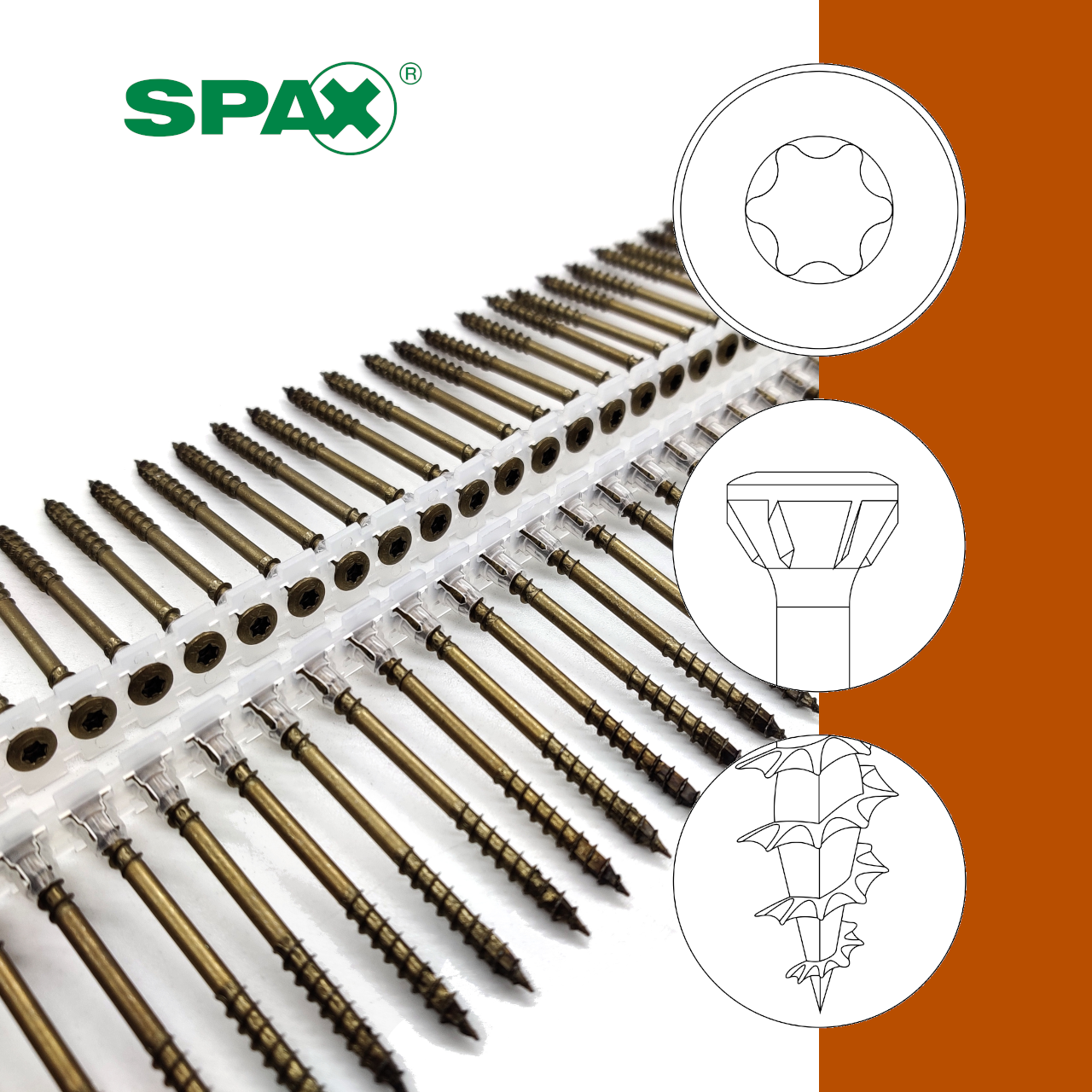SPAX® Fassadenschrauben | Rostfrei A2 Antik | TX20 | ETA | Langband | 4,5x50 | 500 Stk