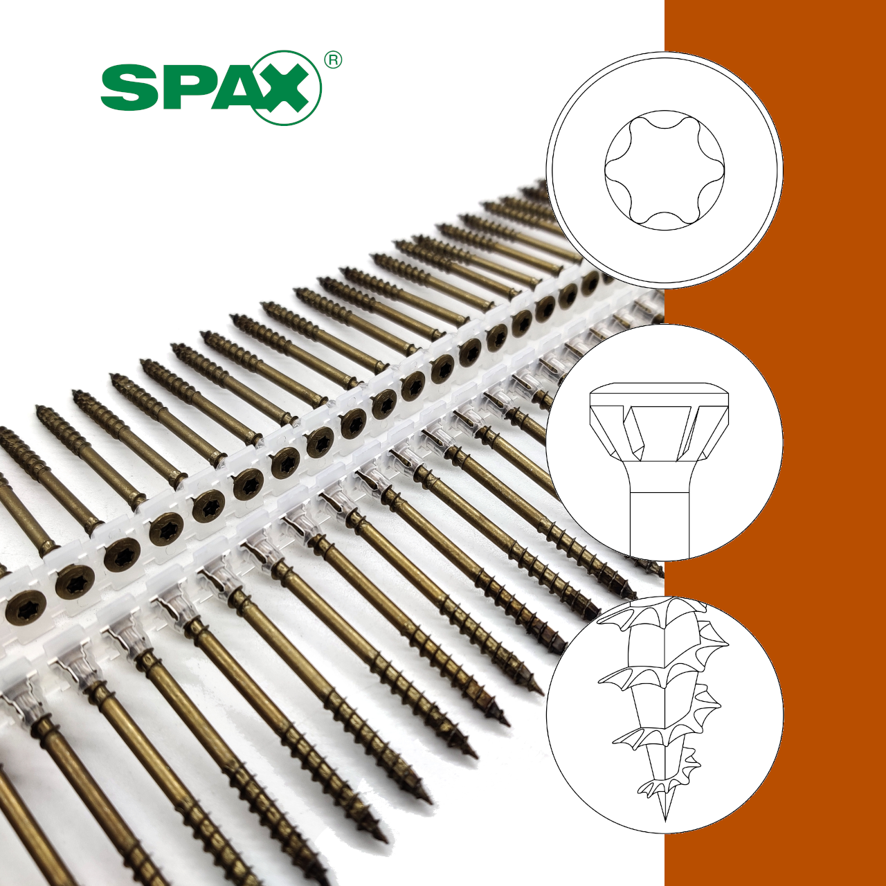 SPAX® Fassadenschrauben | Rostfrei A2 Antik | TX20 | ETA | Langband | 4,5x60 | 500 Stk