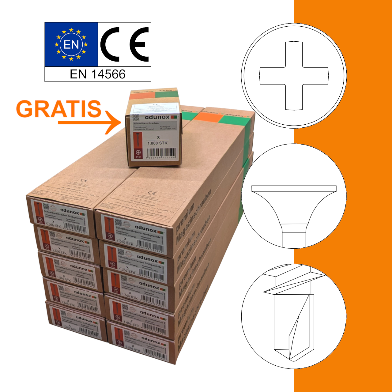 SPARPAKET | Schnellbauschrauben | phosphatiert | Bohrspitze  SPARPAKET | Schnellbauschrauben | phosphatiert | Bohrspitze